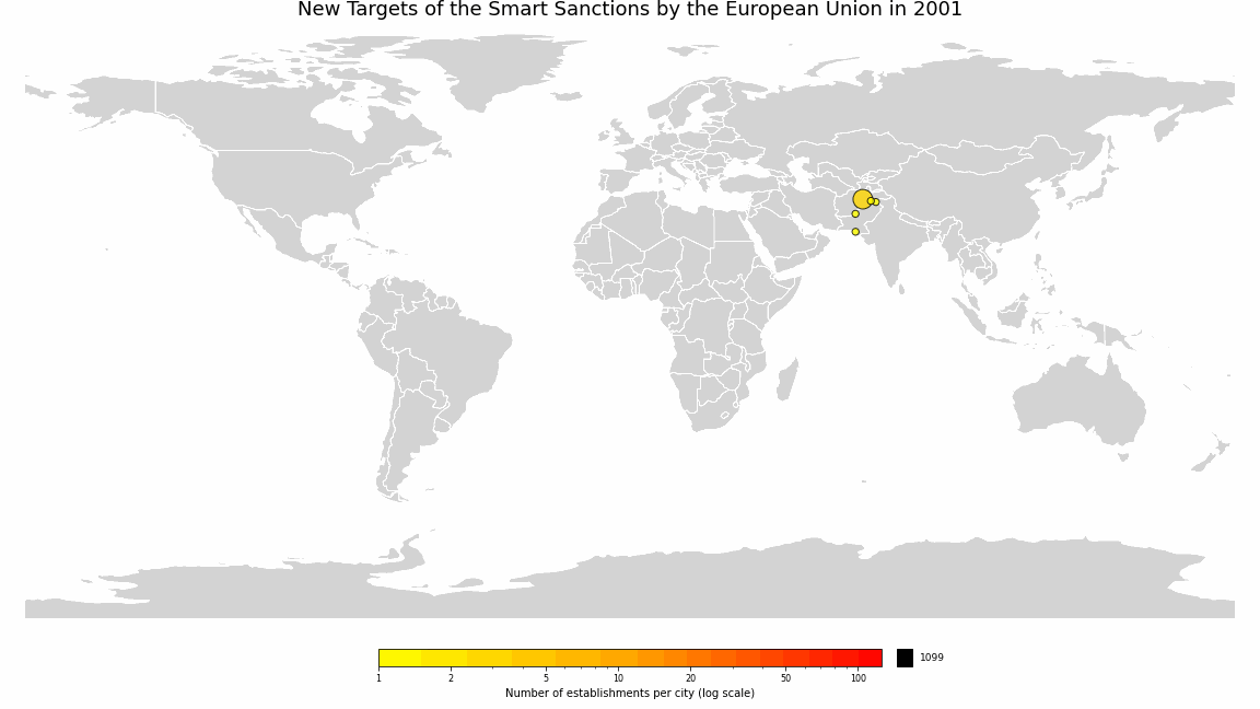 Firms sanctioned by the European Union over time